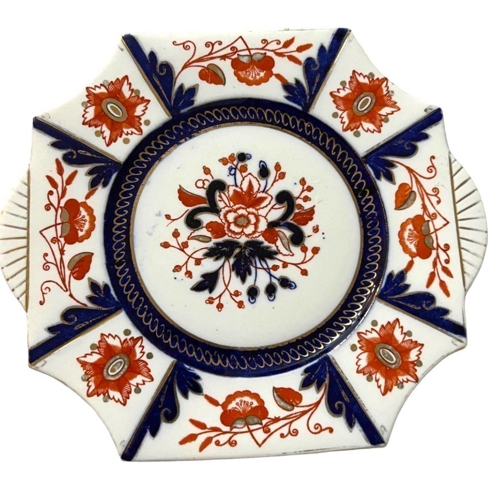 Wileman Shelley Imari Queen Anne Cake Plate Porcelain Bone China Japan